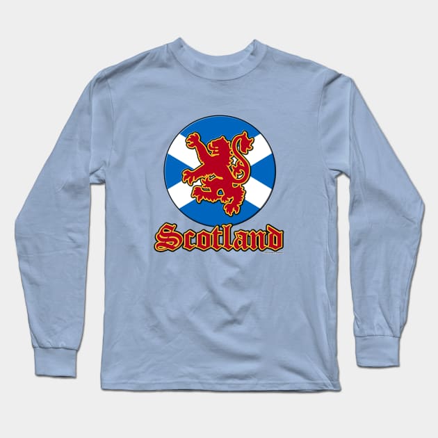 Scotland Lion & Saltire Long Sleeve T-Shirt by JEAndersonArt